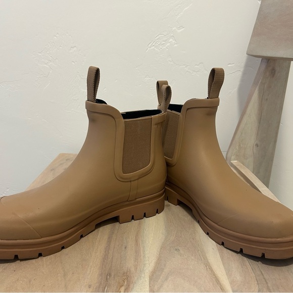 Everlane Rain Boots Womens 8 Chelsea Tawny Brown Rubber Slip on Heavy Anti Slip - Picture 5 of 11